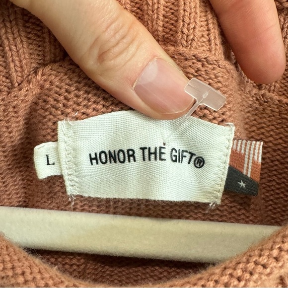 Honor the Gift Mens Large HTG Pack Sweater Graphic Knit Jacquard Artwork Peach - Picture 3 of 8